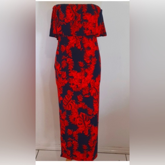 BOOHOO Tropical themed Palm Leaf Stretchy dress 8 Maxi party boho casual summer - Picture 9 of 12